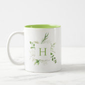 Elegant Wild Botanical Monogram Zweifarbige Tasse (Links)