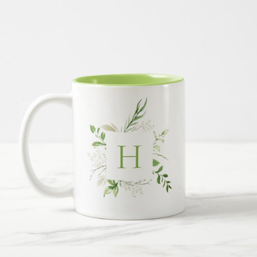Elegant Wild Botanical Monogram Zweifarbige Tasse (Links)