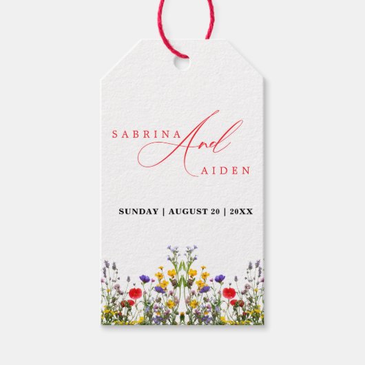 Elegant Wild Floral Blooming Garden Wedding Geschenkanhänger (Vorderseite)