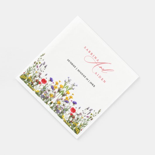 Elegant Wild Floral Blooming Garden Wedding Serviette (Ecke)