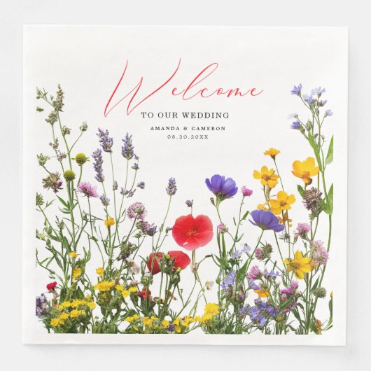 Elegant Wild Floral Blooming Garden Wedding Serviette (Vorderseite)