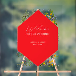 Elegant Wild Flower Blooming Wedding Welcome Acrylschild