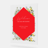 Elegant Wild Flower Blooming Wedding Welcome  Acrylschild (Winkel)