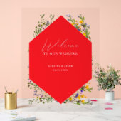Elegant Wild Flower Blooming Wedding Welcome Acrylschild (Hochzeit)