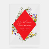 Elegant Wild Flower Blooming Wedding Welcome  Acrylschild (Vorderseite)