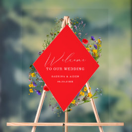 Elegant Wild Flower Blooming Wedding Welcome  Acrylschild