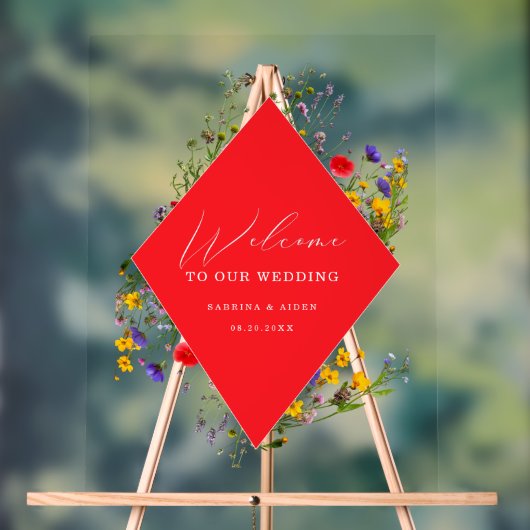 Elegant Wild Flower Blooming Wedding Welcome  Acrylschild (Neutral)