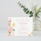 Elegant Wild Flower Wedding Calendar Save The Date Ankündigungspostkarte (Stehend Vorderseite)