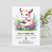 Elegant Wild Fox Geburtstag digital Einladung (Stehend Vorderseite)