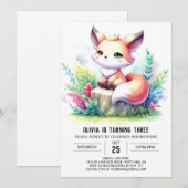 Elegant Wild Fox Geburtstag digital Einladung (Vorne/Hinten)