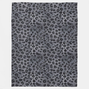 Elegant Wild: Gray & Black Leopard Sherpa Blanket Fleecedecke