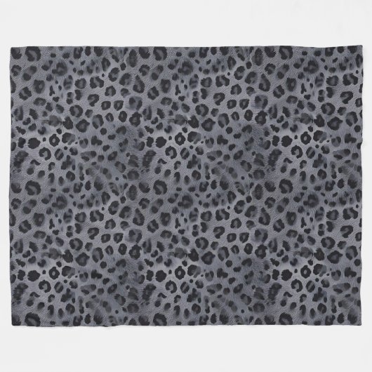 Elegant Wild: Gray & Black Leopard Sherpa Blanket Fleecedecke (Vorderseite (Horizontal))