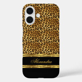 Elegant Wild Leopard Black and Gold iPhone 16 Hülle
