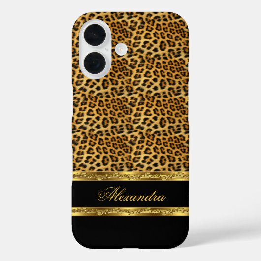 Elegant Wild Leopard Black and Gold Case-Mate iPhone Hülle (Rückseite)