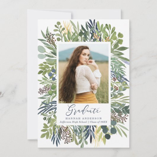 Elegant Wild Meadow Foto Graduation Party Einladung (Vorderseite)