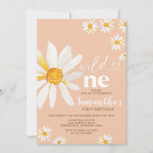 Elegant Wild One Birthday Boho Daisy Blume Einladung
