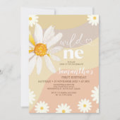 Elegant Wild One Birthday Boho Daisy Blume Einladung (Vorderseite)