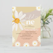 Elegant Wild One Birthday Boho Daisy Blume Einladung (Stehend Vorderseite)