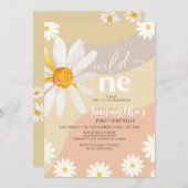 Elegant Wild One Birthday Boho Daisy Blume Einladung (Vorne/Hinten)