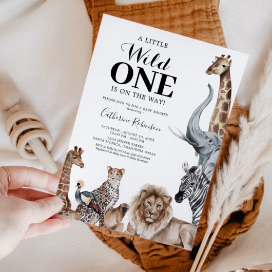 Elegant Wild One Safari Baby Shower Einladung