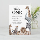 Elegant Wild One Safari Baby Shower Einladung (Stehend Vorderseite)