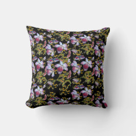 Elegant Wild Orchid Multicolor Black Kissen