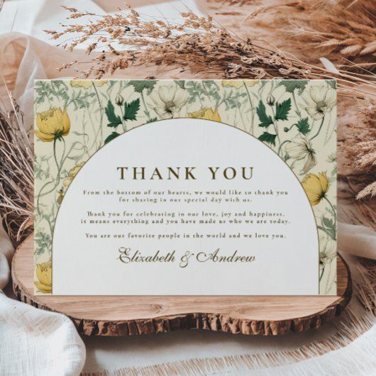 Elegant Wildflower Arch Minimal Wedding Dankeskarte