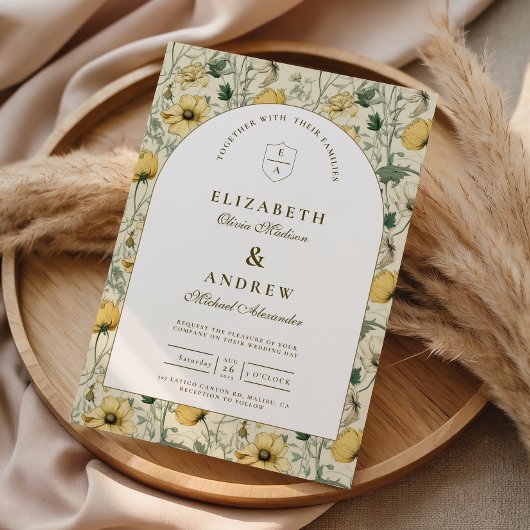 Elegant Wildflower Arch Minimal Wedding Einladung