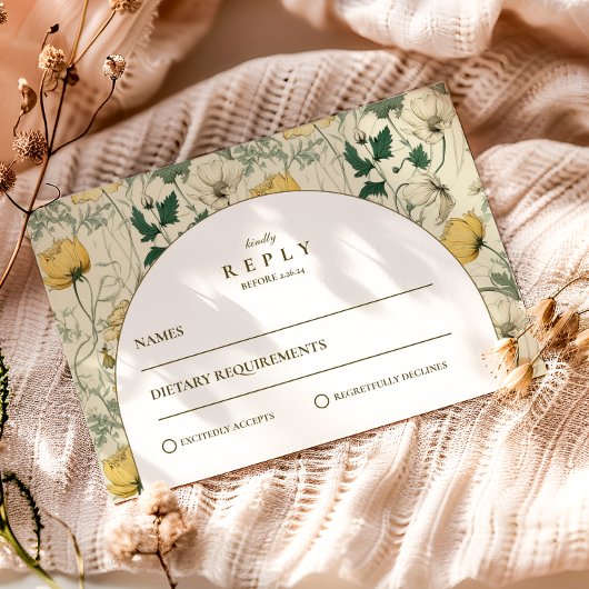 Elegant Wildflower Arch Minimal Wedding RSVP Karte