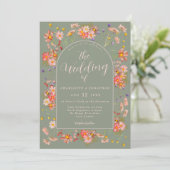 Elegant Wildflower Arch Sage Green Blush Wedding Einladung (Stehend Vorderseite)