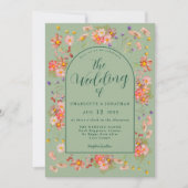 Elegant Wildflower Arch Sage Green Wedding Einladung (Vorderseite)