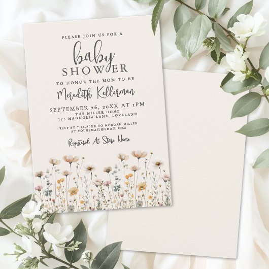 Elegant Wildflower Baby Shower Einladung