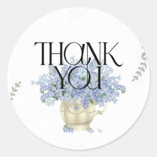 Elegant wildflower blue bridal shower thank you runder aufkleber
