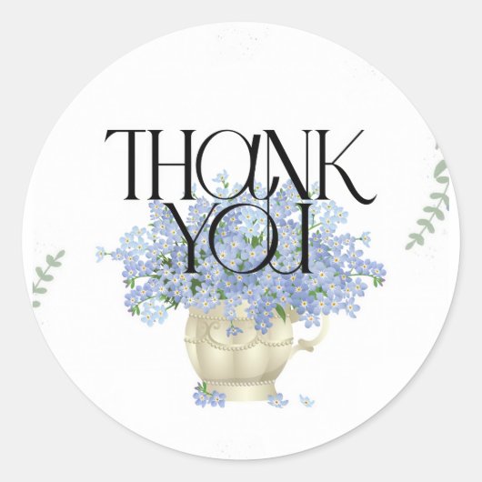 Elegant wildflower blue bridal shower thank you runder aufkleber (Vorderseite)