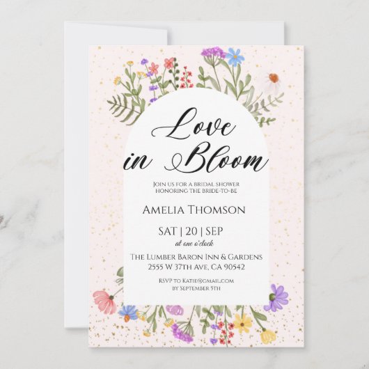 Elegant Wildflower Bridal Shower Invitation Einladung (Vorderseite)