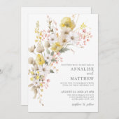 Elegant Wildflower Colorful Floral Wedding Einladung (Vorne/Hinten)