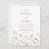 Elegant Wildflower Floral Flowers Wedding Einladung (Vorderseite)