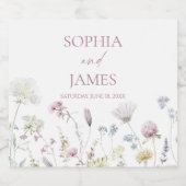 Elegant Wildflower Floral Flowers Wedding Schaumweinetikett (Einzelnes Label)