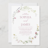Elegant Wildflower Floral Frame Wedding Einladung (Vorderseite)