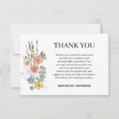 Elegant Wildflower Floral Monogram Crest Wedding Dankeskarte (Vorderseite)