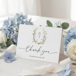 Elegant Wildflower Floral Wedding Dankeskarte