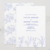 Elegant Wildflower Floral Wedding Invitation Einladung (Vorne/Hinten)
