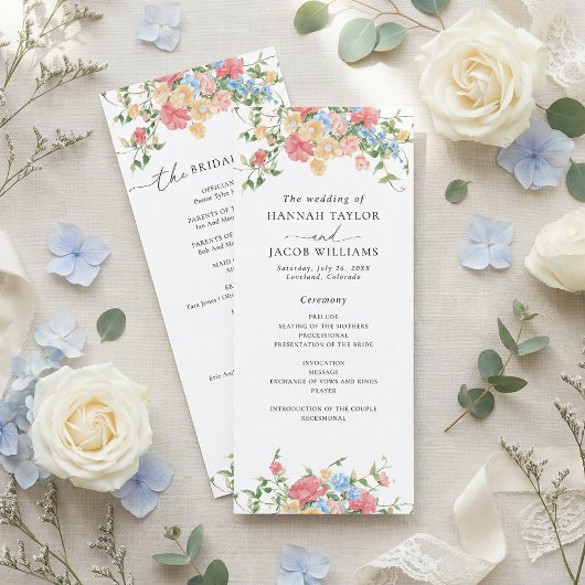 Elegant Wildflower Floral Wedding Program Programm