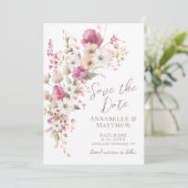 Elegant Wildflower Floral Wedding Save The Date (Stehend Vorderseite)