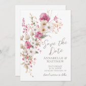 Elegant Wildflower Floral Wedding Save The Date (Vorne/Hinten)