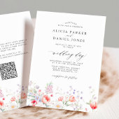 Elegant wildflower garden QR code RSVP wedding Einladung