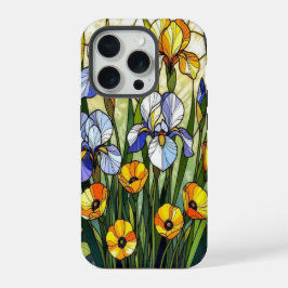 Elegant Wildflower irises buttercup stained Glass iPhone 15 Pro Hülle