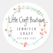 Elegant Wildflower Line Art Wreath Runder Aufkleber (Vorderseite)