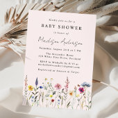 Elegant Wildflower Meadow Blush Pink Baby Shower Einladung