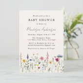 Elegant Wildflower Meadow Cream Baby Shower Einladung (Stehend Vorderseite)